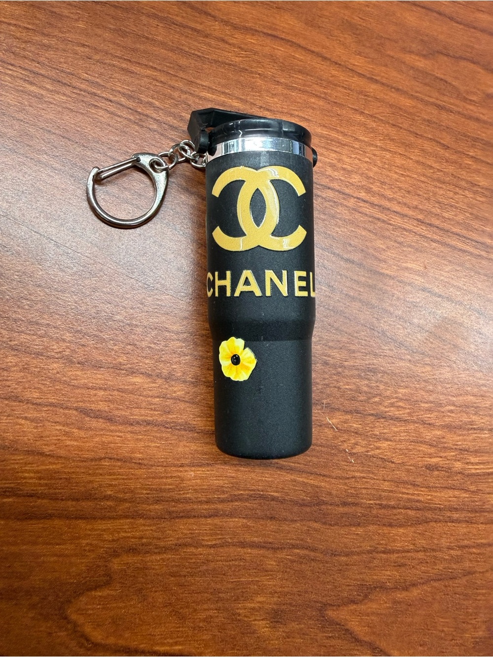 Inspired Black and Yellow Keychain Lipstick Holder